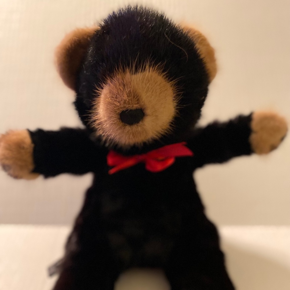 Rare / Preowned - 1980s Vintage Real Mink fur Teddy Bear w/ Red Bowtie